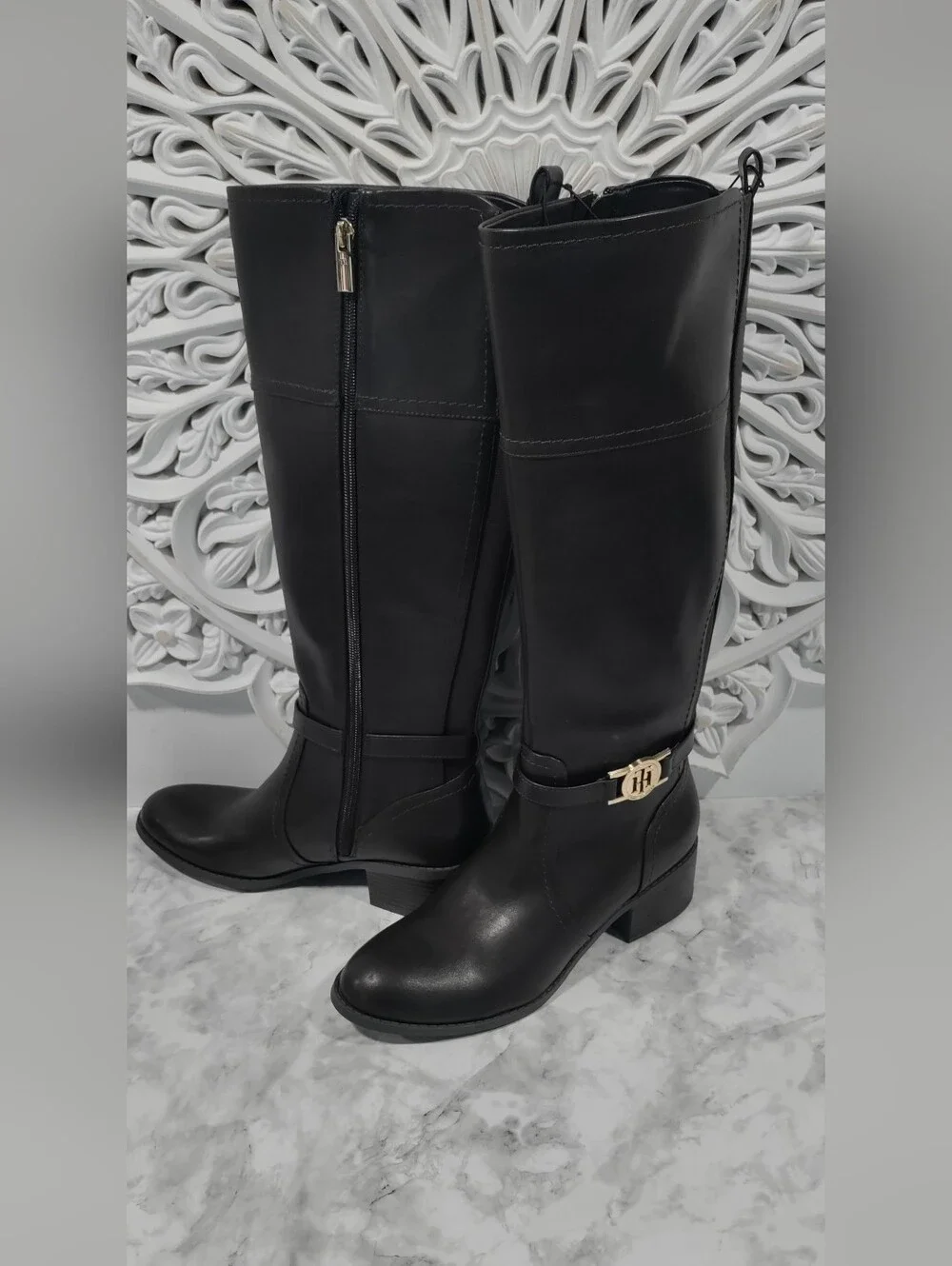 Tommy Hilfiger Dark Brown Knee-High Boots-Size 8